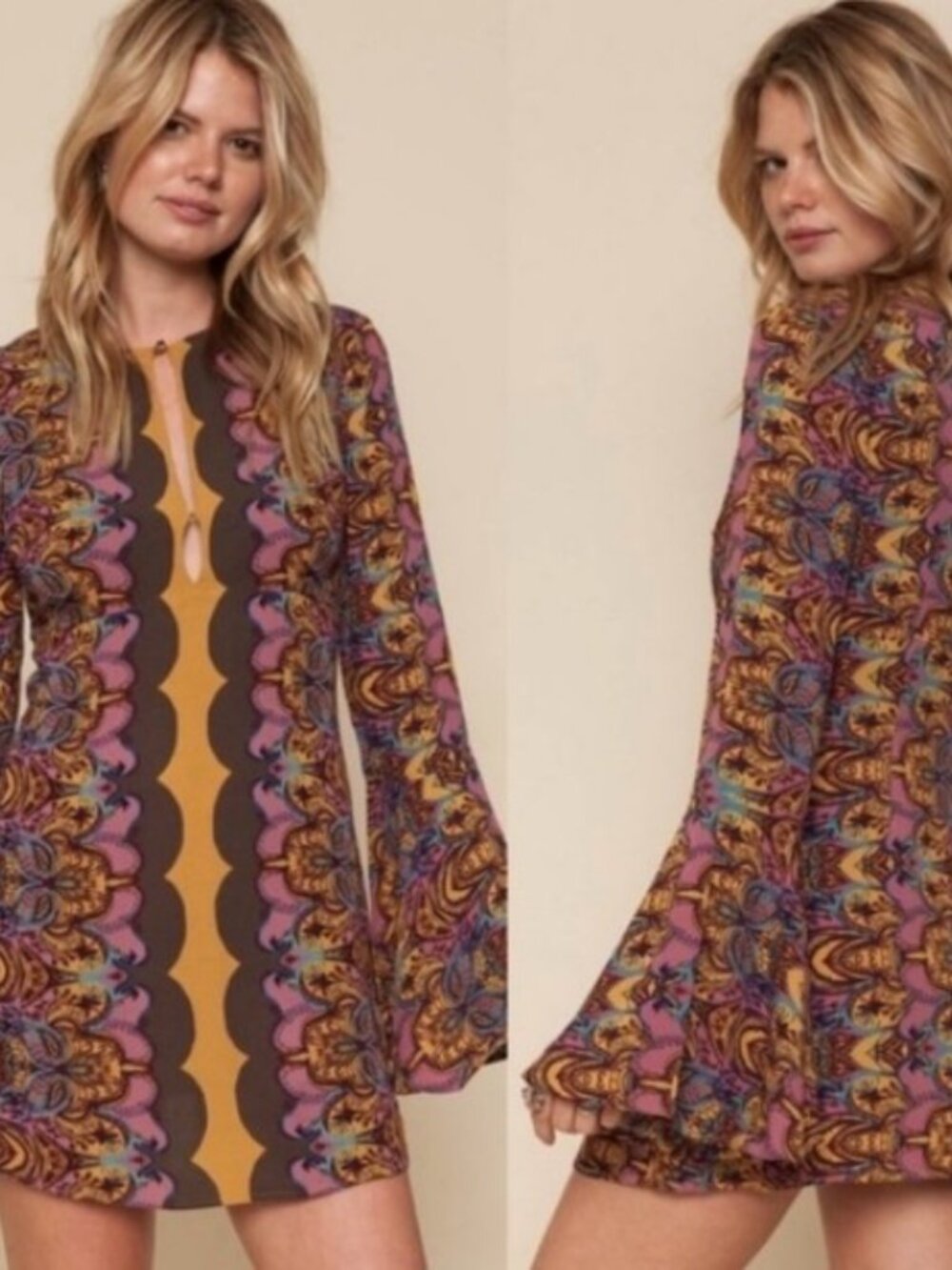 Free People Mini Dress Ossie Vibes Summer Wedding Guest Dress Festival size 10